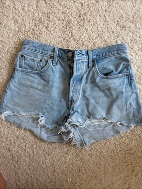 Levi’s 501 Light Blue Denim Distressed High-Waist Women’s Shorts